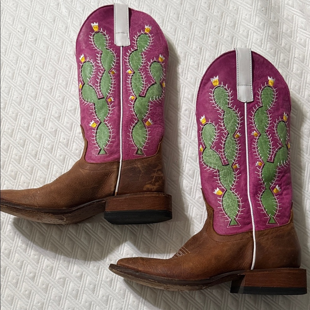 Macie Bean Pink and Brown Cowboy Boots